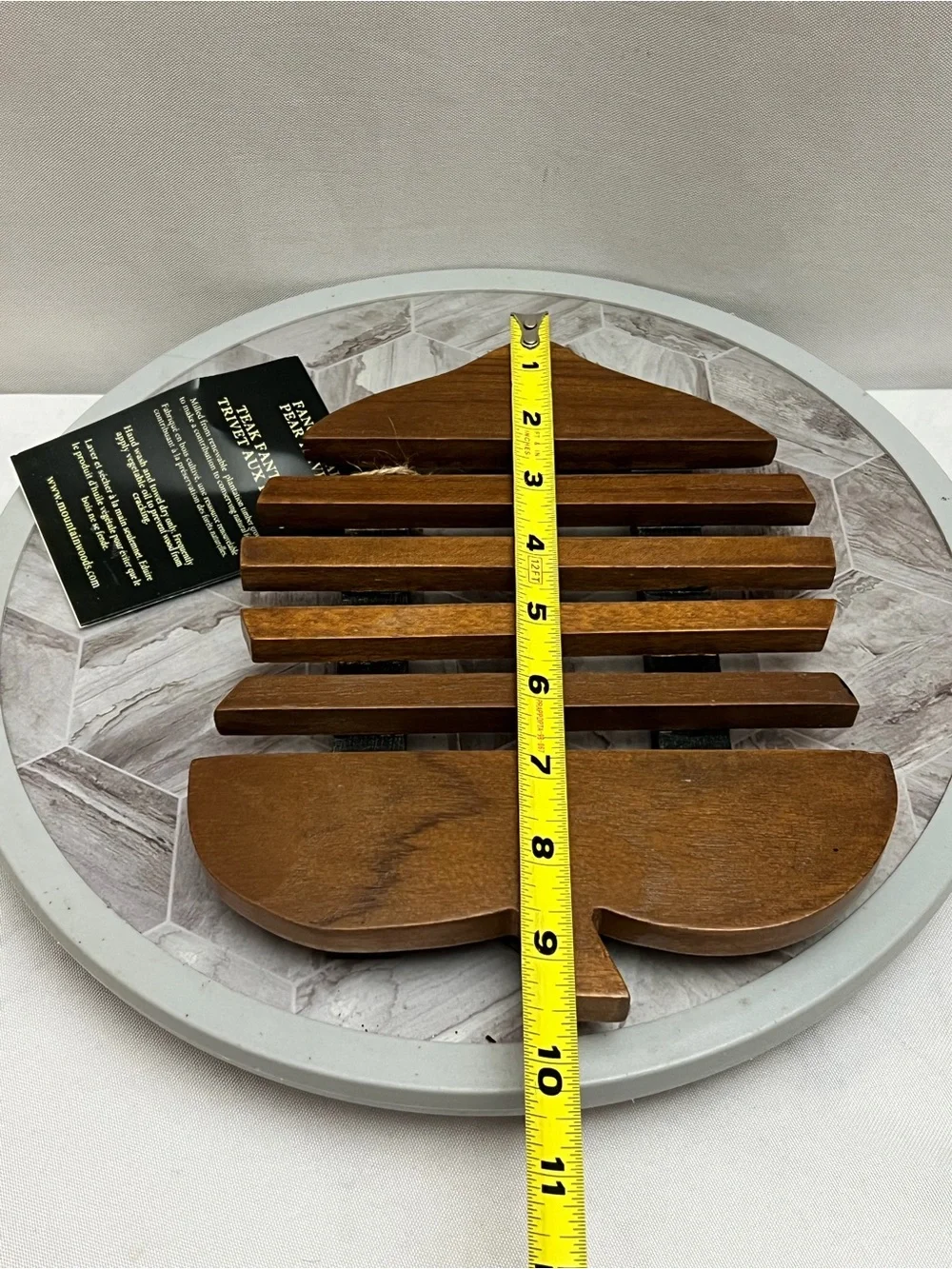 Mountain Woods Fancy Teak Pear Trivet Wooden Hot Pot Holder New With Tag
